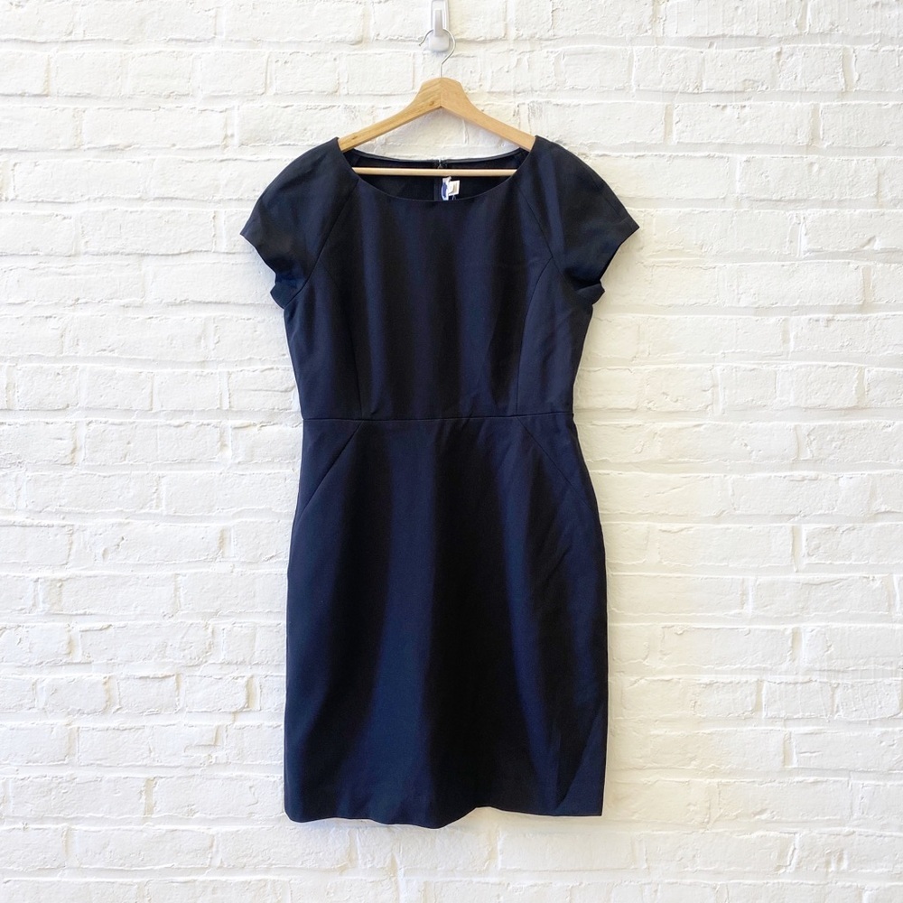 J. Crew || Crepe Short Sleeve Sheath Pencil Professional Work Dress Black 12 NWT